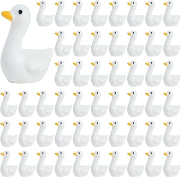 60Pcs Mini Tiny Gooses, Resin Goose Figurine, Handcrafted Small Desk Animals Decor for Porch Cake Toppers DIY Crafts Micro Landscape Ornaments Geese Animals Statues