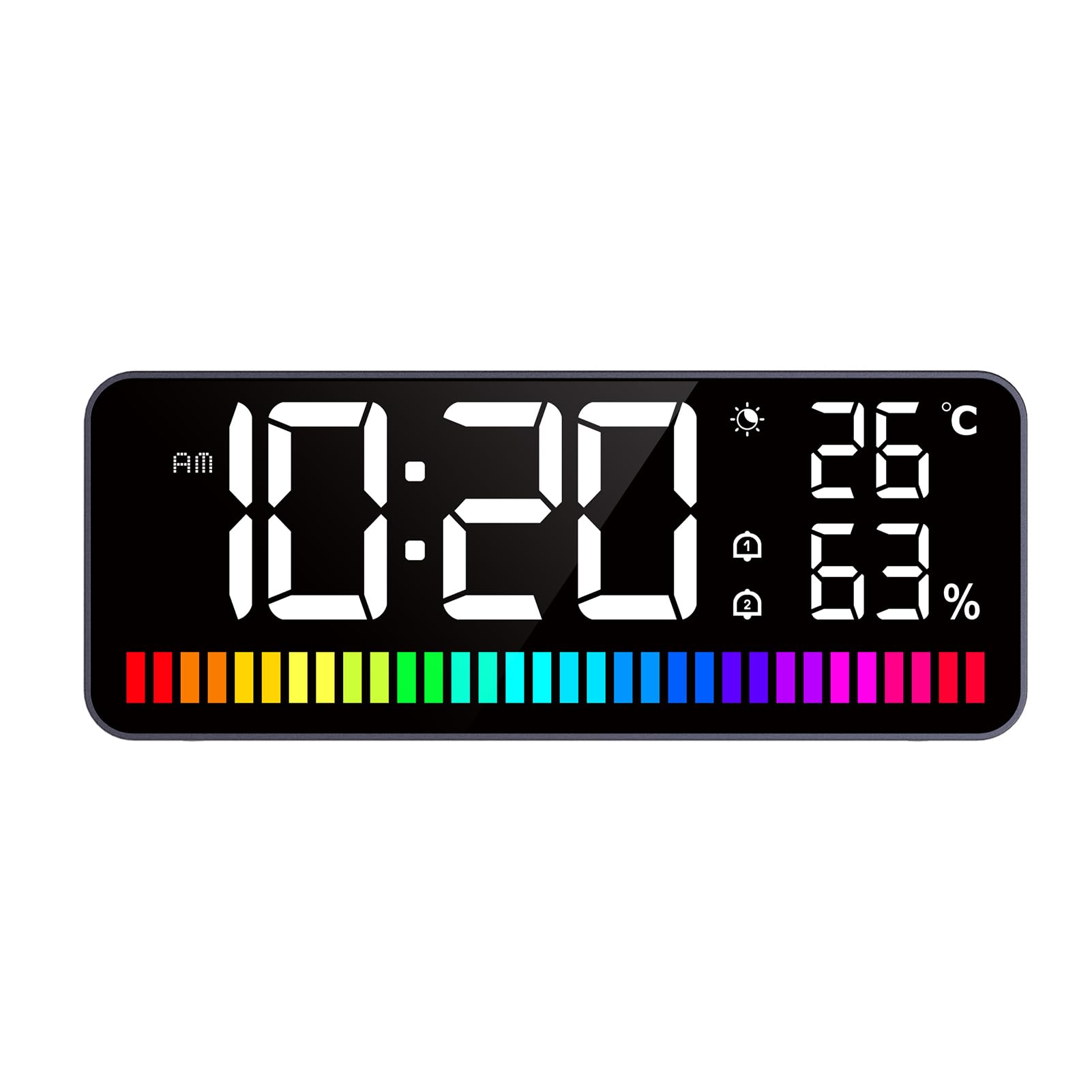 Réveil LED évite la fatigue oculaire, grand écran lisible température humidité