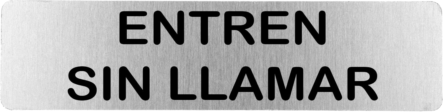 Señal de acero inoxidable ENTREN SIN LLAMAR | Placa puerta | Señal informativa | Cartel Puerta 200X50mm (ref.RD707053)