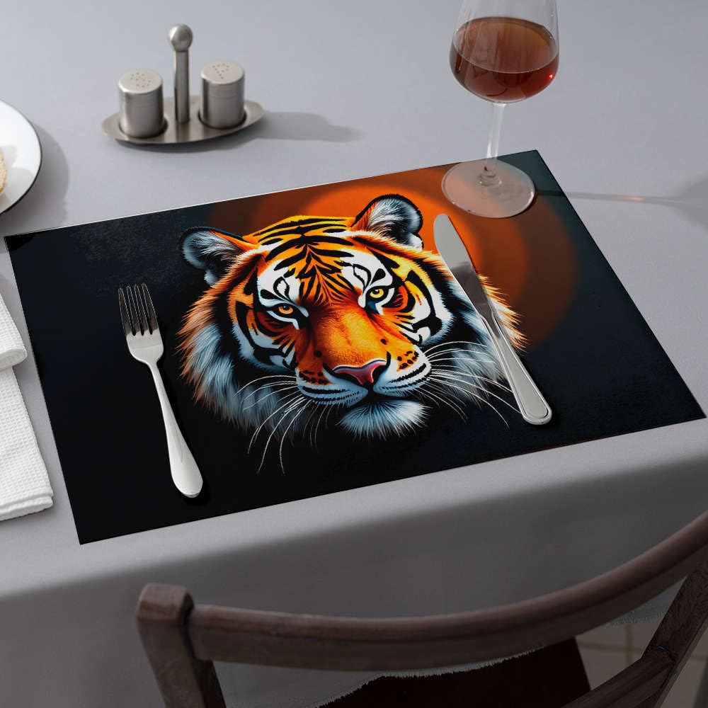 Set de table tigre orange noir lot de 6 dessous d'assiette imperméables lavables