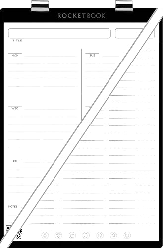 Rocketbook Orbit - Paquete de páginas ejecutivas - Bloc de notas legal reutilizable inteligente - Planificador semanal.