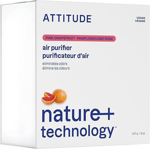 ATTITUDE Purificador de aire natural con filtro de carbón activado, hipoalergénico, pomelo rosa, 8 onzas, 15226