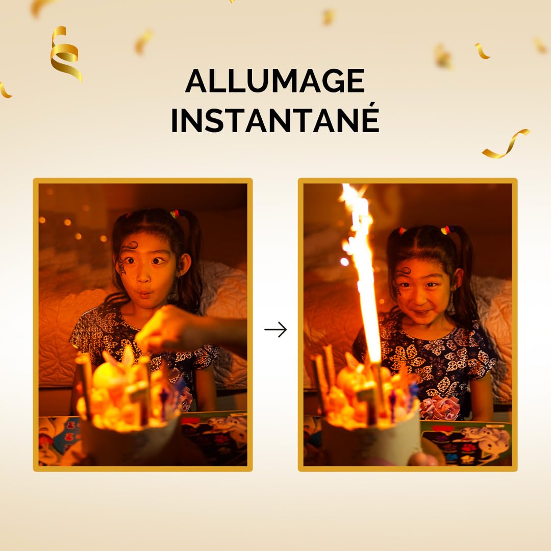 Lot de 100 Fontaines lumineuses 1 minute pour gâteau et bouteille de champagne, Bougie d'ambiance anniversaire décoration