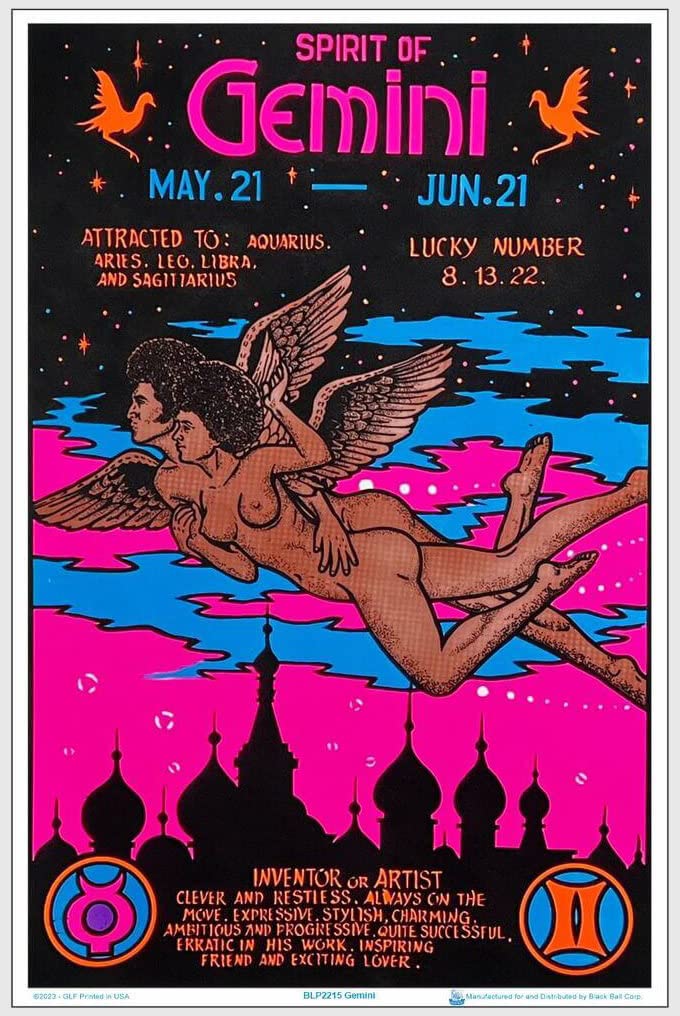 Amazon.com: Gemini Zodiac Sign - Laminated - Blacklight Poster