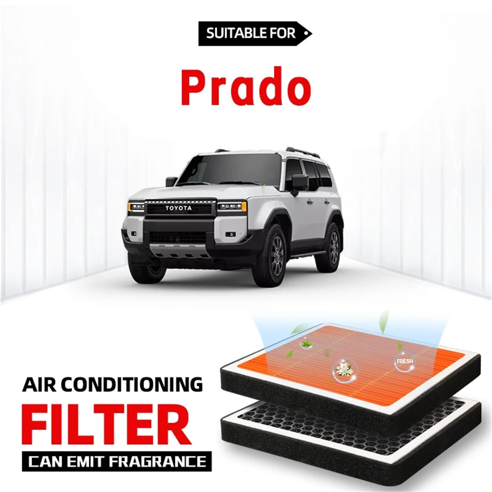 Filtro de habitáculo de carbón Activado para Toyota Prado. Filtro de Aire de habitáculo de carbón Activado con Fragancia para purificar el habitáculo del Coche.