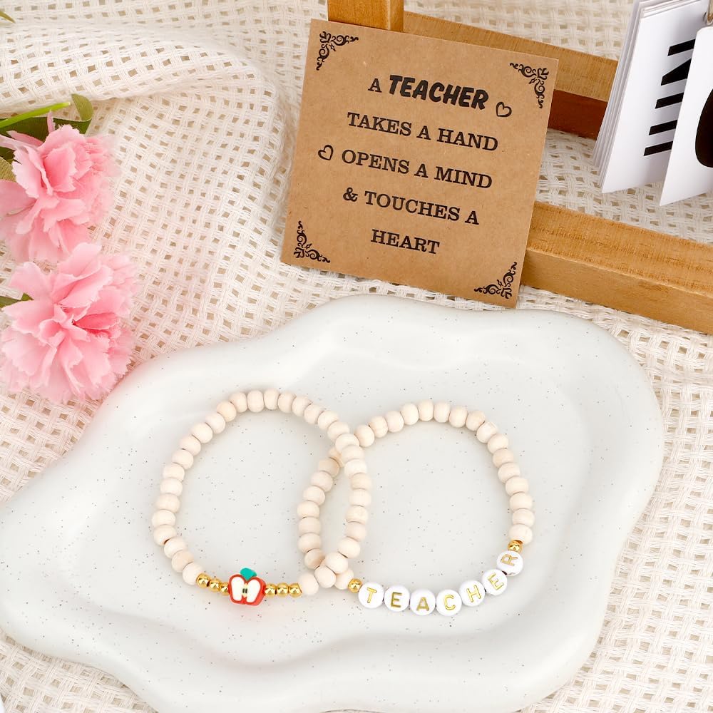 Teacher Gifts for Women,Beaded Bracelets,Teacher Graduation End of Year Appreciation Retirement Personalized Farewell Christmas Valentines Day Thank You Birthday Gifts for Teachers - Image 5
