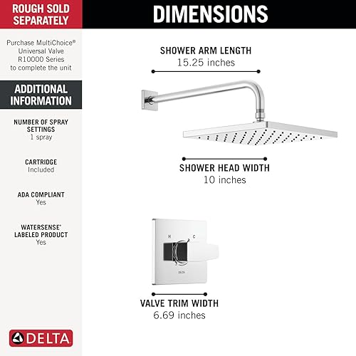 Miniatura 16 de DELTA FAUCET T14267-BL-PP - Juego de grifo de ducha moderno serie 14 negro mate, con cabezal de ducha de un solo rociador, negro mate T14267-BL-PP