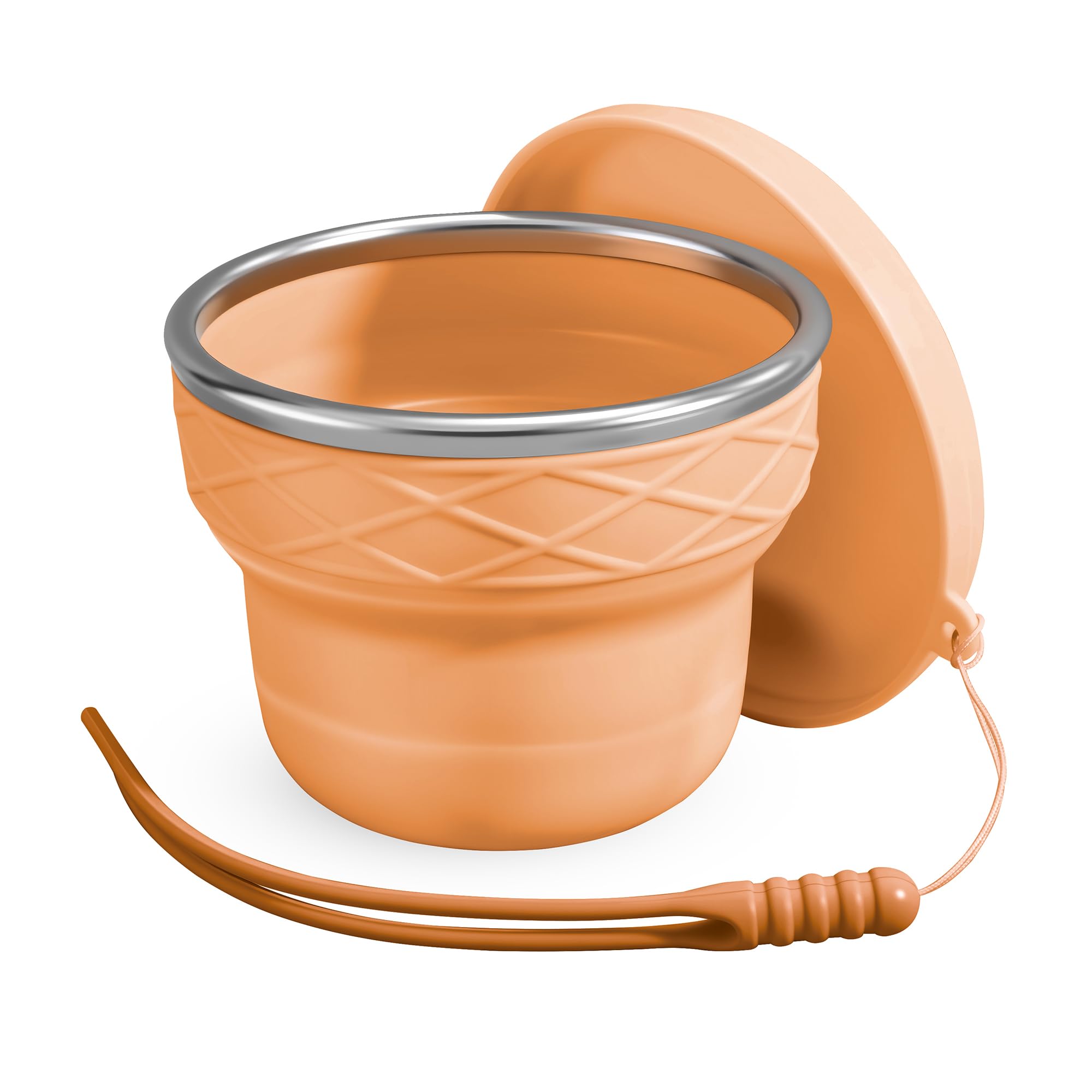 luvtree Silicone Collapsible Travel Cup with Lid, 7oz/200ml BPA-Free, Portable for Travel, Business Trip, Camping, Hiking, Picnic, RV & Backyard Party (Brown)