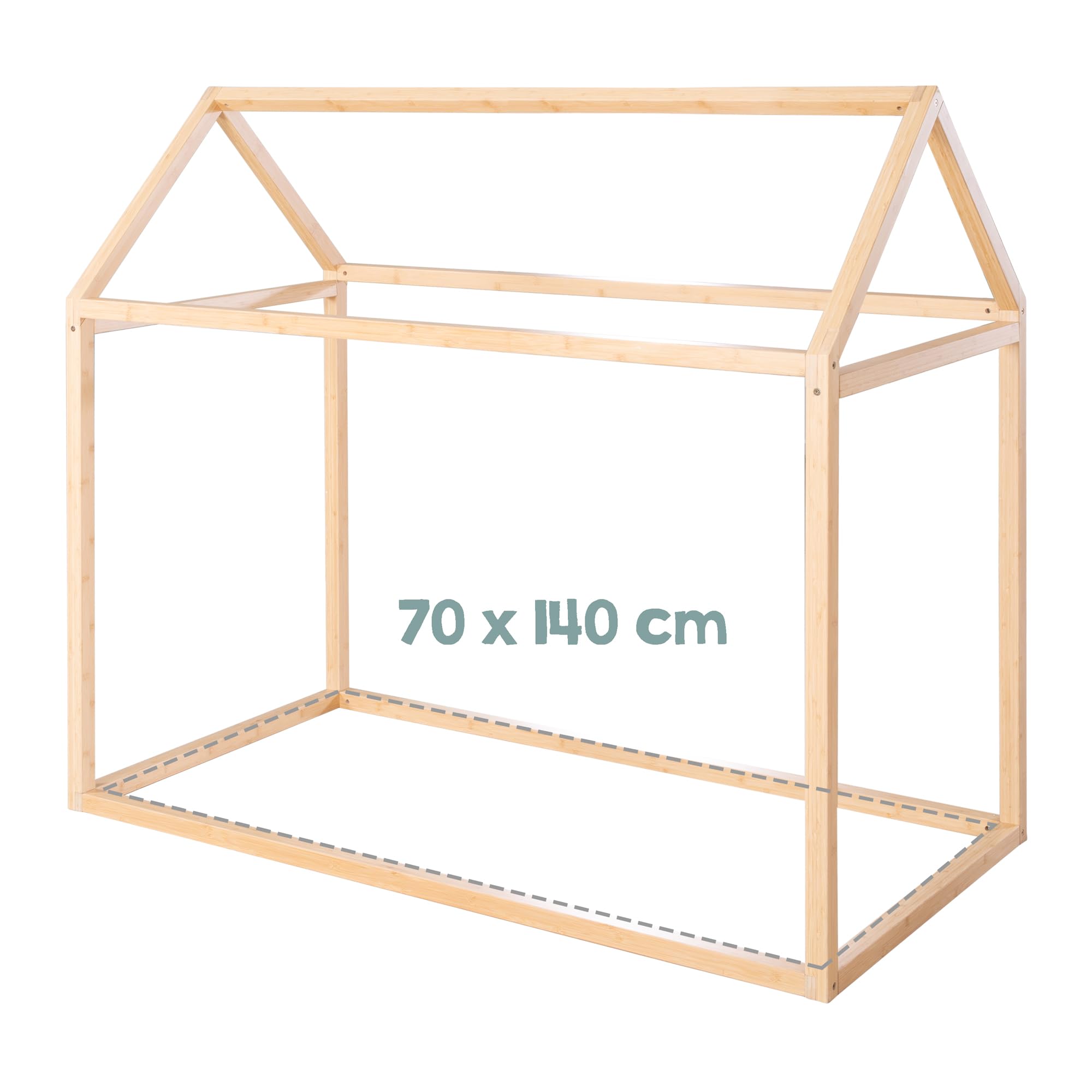 roba Hausbett Montessori 70 x 140 cm - Kinderbett aus FSC zertifiziertem Massivholz - Bambus natur