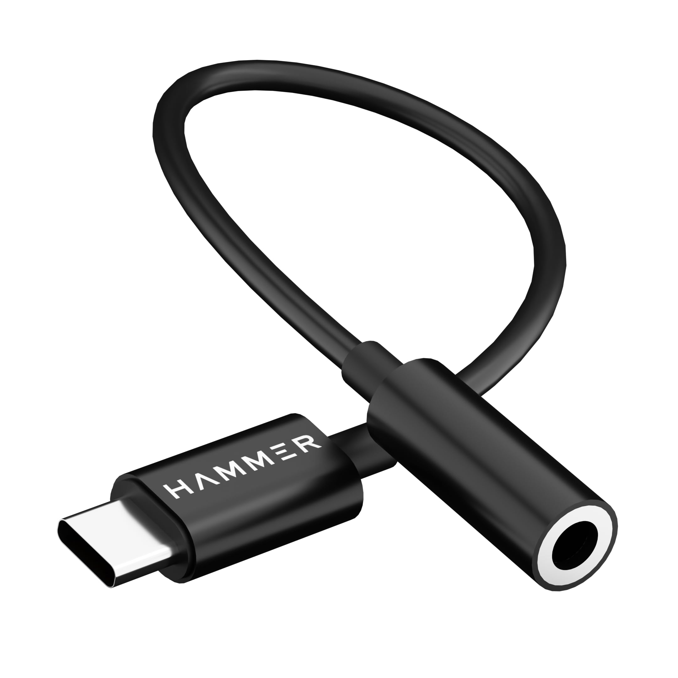 HAMMER Type-C to 3.5mm Audio Jack Connector Adapter with DAC Compatible with iPhone 15/16 Series/Samsung/OnePlus/Google Pixel/Nothing/MacBook/Laptop & Other Type C Phones Headphones Converter (Black)
