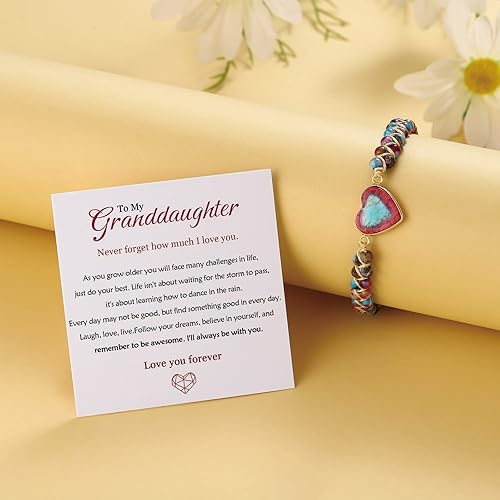 Miniatura 8 de Pulsera de corazón de jaspe con texto en inglés To My Granddaughter Love You Forever (To My Granddaughter Love You Forever), pulsera de cuentas de