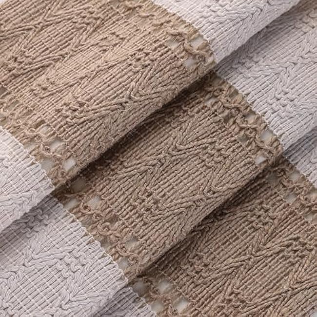 Tosleo Boho Khaki Striped Throw Pillow Covers 18x18 Set of 2 with Tassels Neutral Decorative Pillowcase Farmhouse Rustic Retro Cushion Case Bohemian Home Spring Decor for Wedding Bedroom Living Room