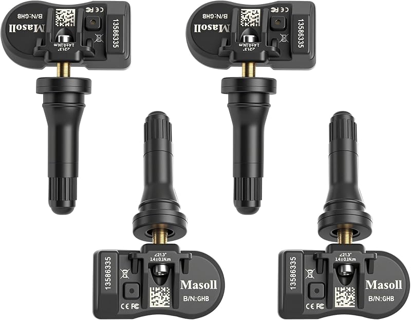Masoll TPMS Sensor for GM Chevy Silverado Buick Cadillac GMC, 4-Pack | Dual 315/433MHz Tire Pressure Monitoring Sensor, Dual-Antenna Design Tire Sensor, 2026 New Upgrade