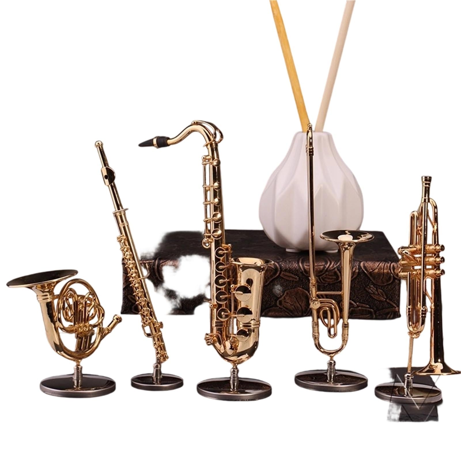 Miniature Di Strumenti Musicali Set Di Ornamenti In Miniatura Per Fagotto Modello Flauto Sassofono Soprano Da Soggiorno(15cm baridon)