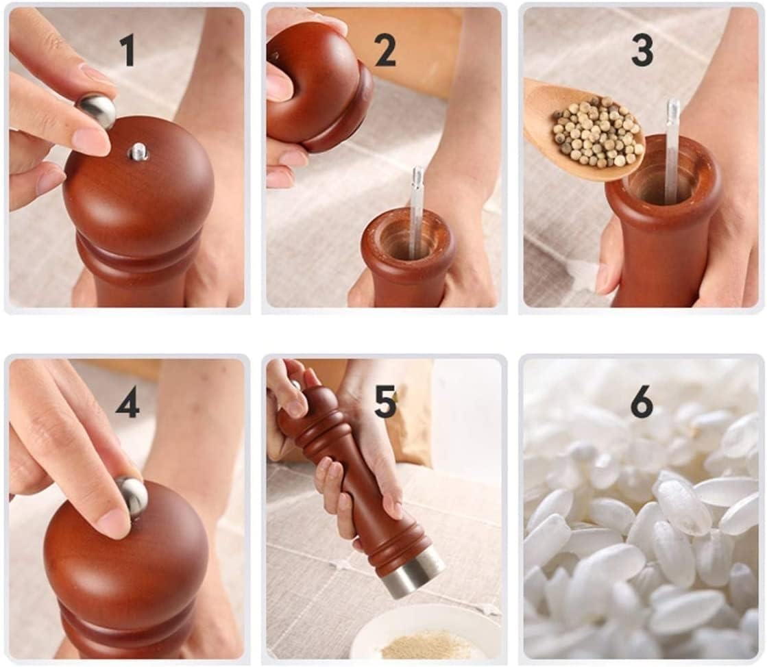 Pepper and Salt Grinder Set, Wooden Manual Salt and Pepper Mills, Ceramic Grinders with Adjustable Coarseness – Pack of 2