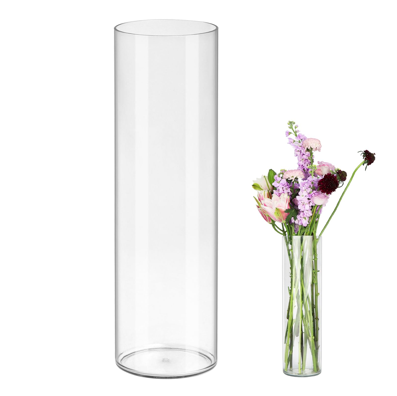 Jarrón Cilíndrico de Acrílico, Jarrón de Acrílico Transparente, 40 cm de Alto Extragrande de Plástico Grueso para Arreglos Florales, para Sala de Estar, Cocina, Oficina, Boda (40 x 12 cm)