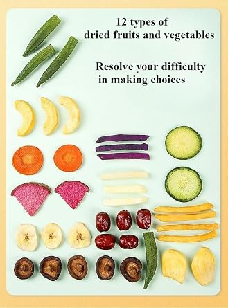 12 Types of Instant Dried Fruits and Vegetables 250g/bag, Instant Dried Vegetables and Fruits Chips,Family Snacks,Okra,Banana,Purple Potato,Red Date, Veganism,Snack Foods,Chinese Snack (250g)