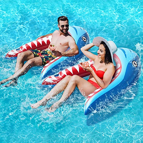 Pool Floats Adult Size, Pool Lounger with Cup Holder, Inflatable Pool Floats for Swimming Pool