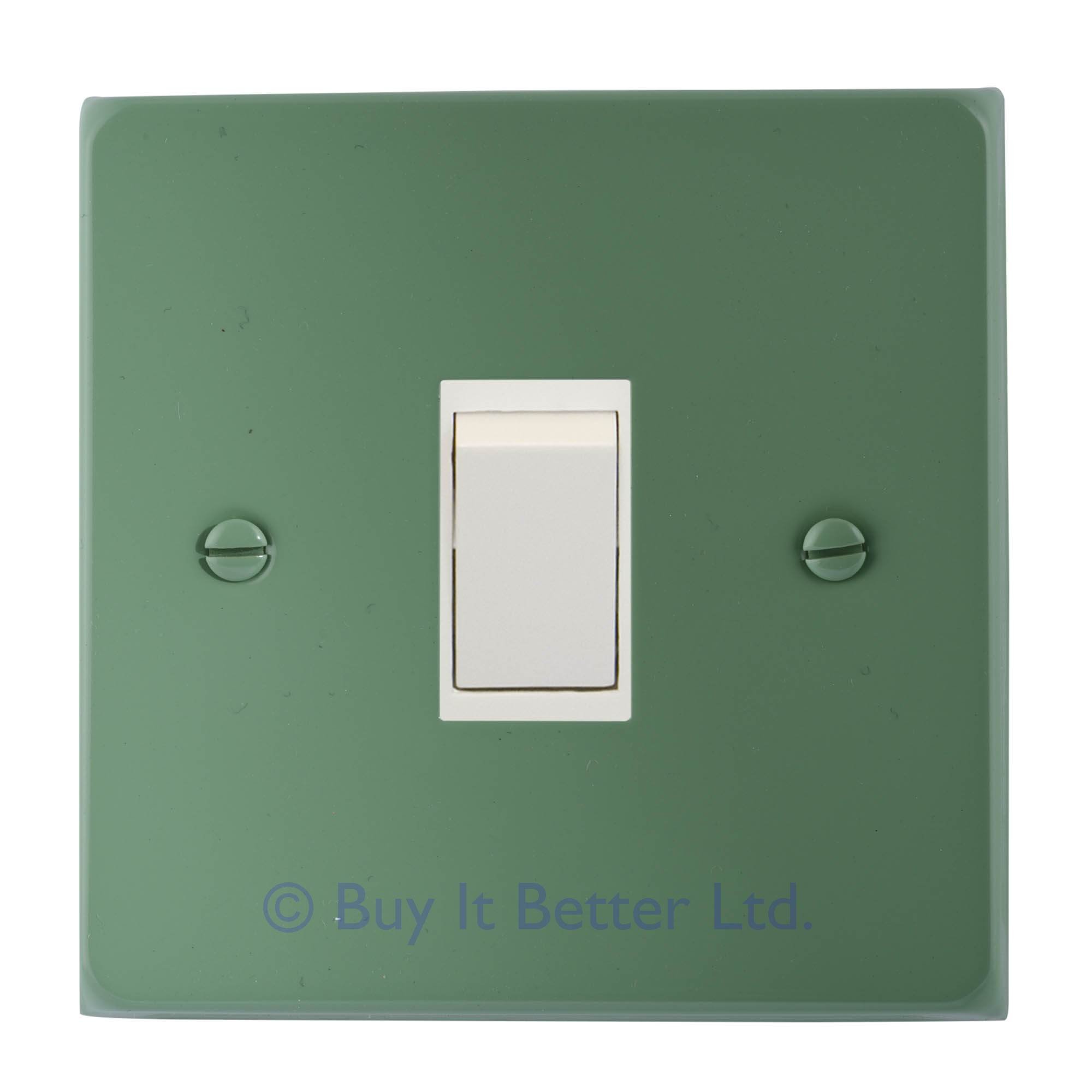 ElekTek Light Switch Cover Plate Single Conversion Victorian Powder Coated with Matching Screws - Willow Green
