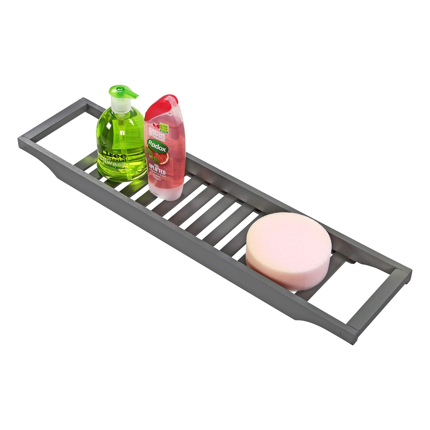 Bathtub Rack Shower Organiser Storage Bathroom Bamboo Caddy Wine Phone Holder