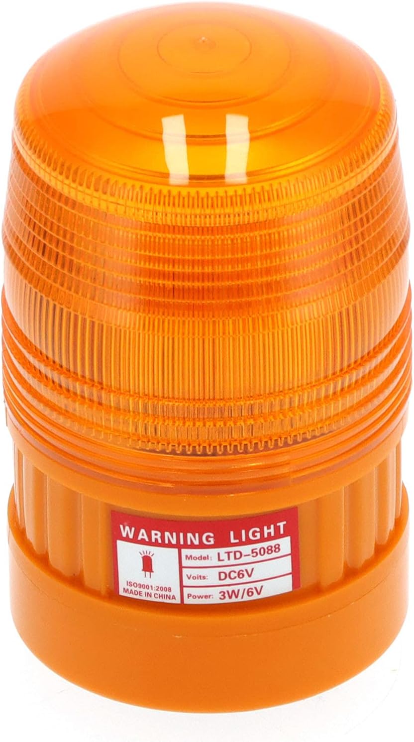 Strobe Warning Light Flashing Lamp, Waterproof LED Warning Light with Magnetic Base for Road Safety Reliable DC 6V 3W, Safety Warning Roof Top Flasher Emergency Flashing Beacon (Orange)