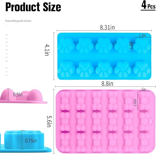 Miniatura 2 de Moldes de silicona, moldes de golosinas para perros, 4 moldes de silicona para hornear, moldes de silicona para perros, moldes de silicona para