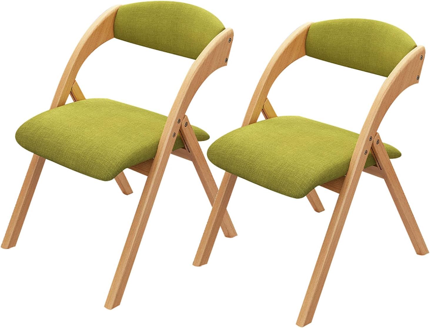 Chaise en bois rembourrée verte (lot de 2) pour table à manger et bureau