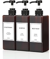 DIDROOM Shampoo Conditioner Dispenser Set - 3x21oz Refillable Shower Bottles with Labels, Durable PET Plastic for Bathroom Organization