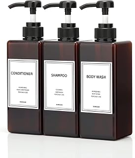 DIDROOM Shampoo Conditioner Dispenser Set - 3x21oz Refillable Shower Bottles with Labels, Durable PET Plastic for Bathroom Organization
