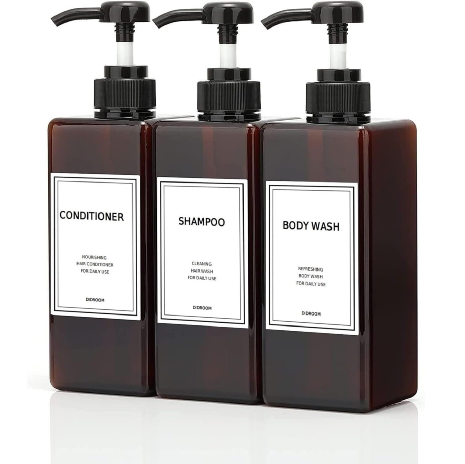Photo 1 of DIDROOM Shampoo and Conditioner Dispenser Set with Labels (3 x 21oz)