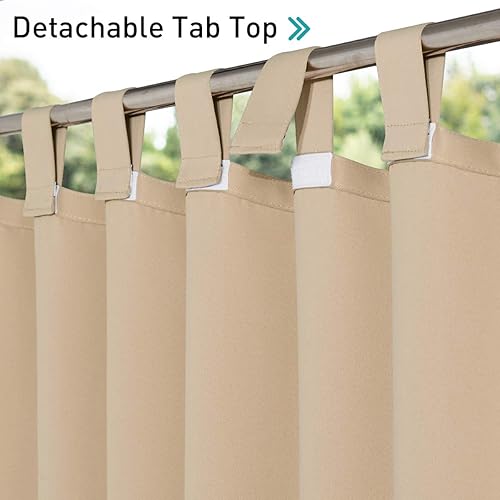 Miniatura 3 de NICETOWN - 2 paneles desmontables con pestañas adhesivas para exteriores, cortina gruesa para patio, impermeable, 52 x 108, triple tejido, bloqueo