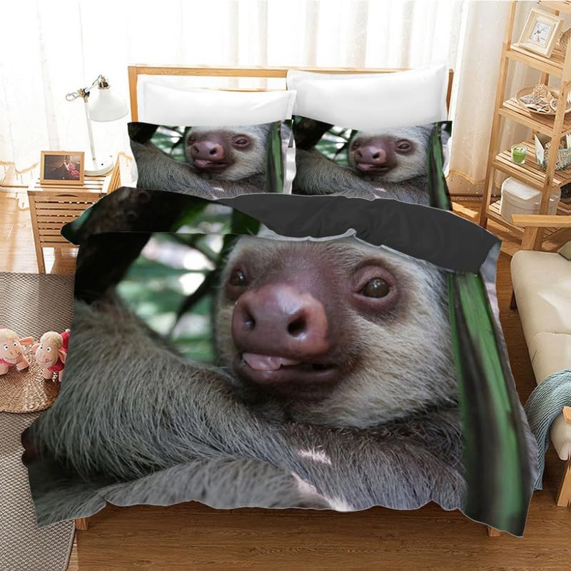 Funda nórdica perezosos verde oscuro de microfibra suave de 155x220cm con funda de almohada 1