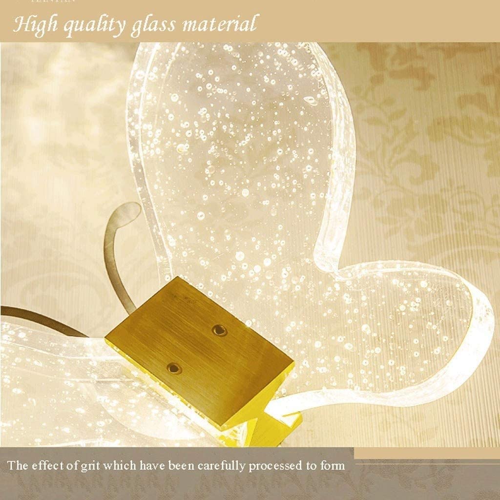 Wall Light Retro Aplique de Pared con Forma de Mariposa, luz de Pared de Cristal con 2 lámparas, lámpara de Pared Creativa para Dormitorio, lámpara de Pared, iluminación Decorativa para casa