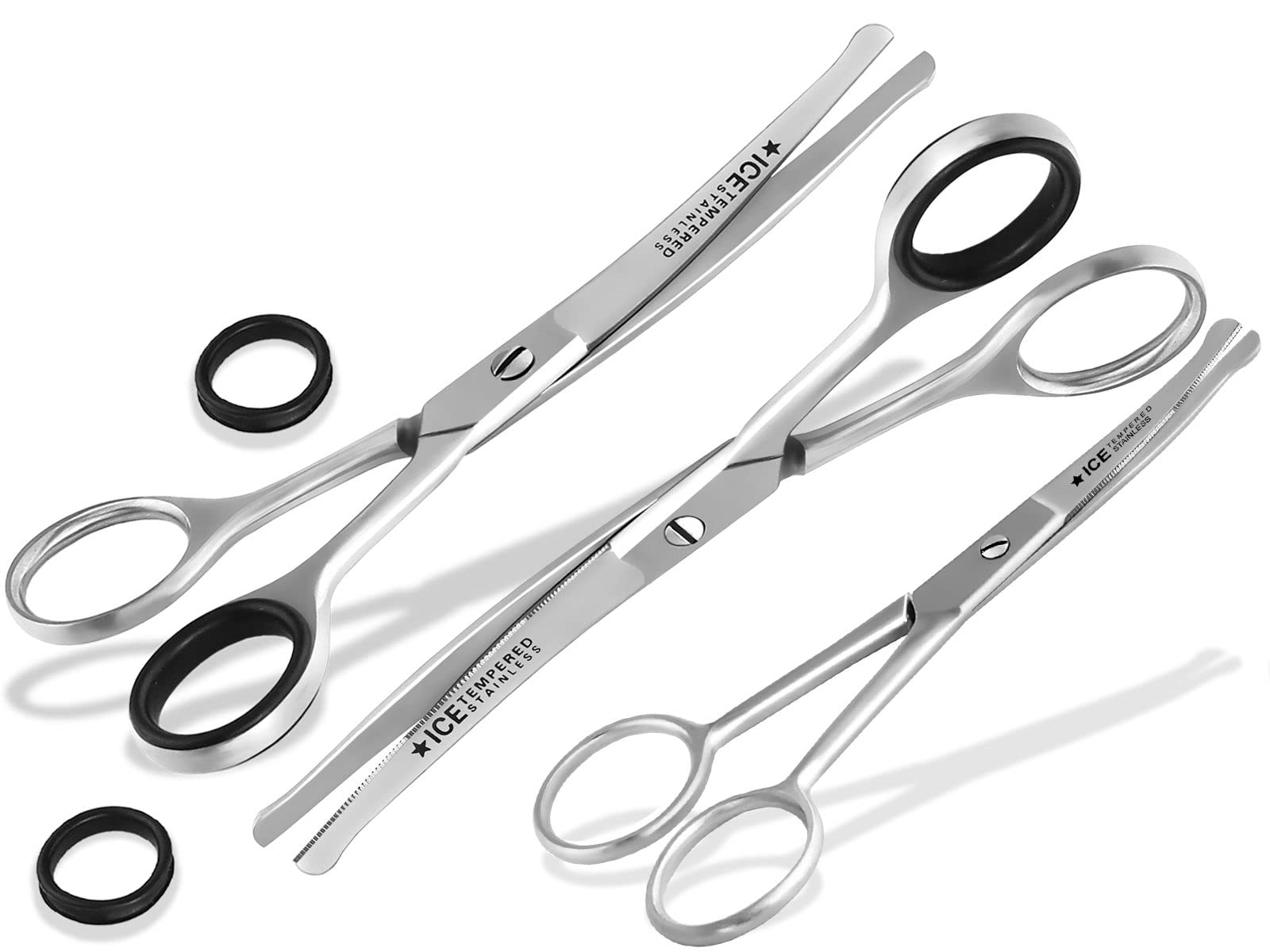 Kombi-Set Gebogene Fellschere Pfotenschere Hunde-Haarschere 3-Teilig 11,5 cm - 14,5 cm, 16 cm aus rostfreiem Edelstahl