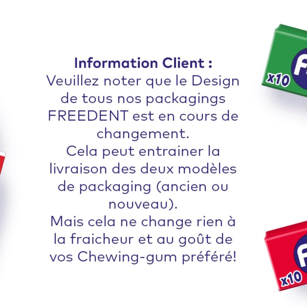 FREEDENT WHITE Chewing Gum Sans Sucre Goût Menthe Verte 1 Boîte 60 Dragées Grand Format