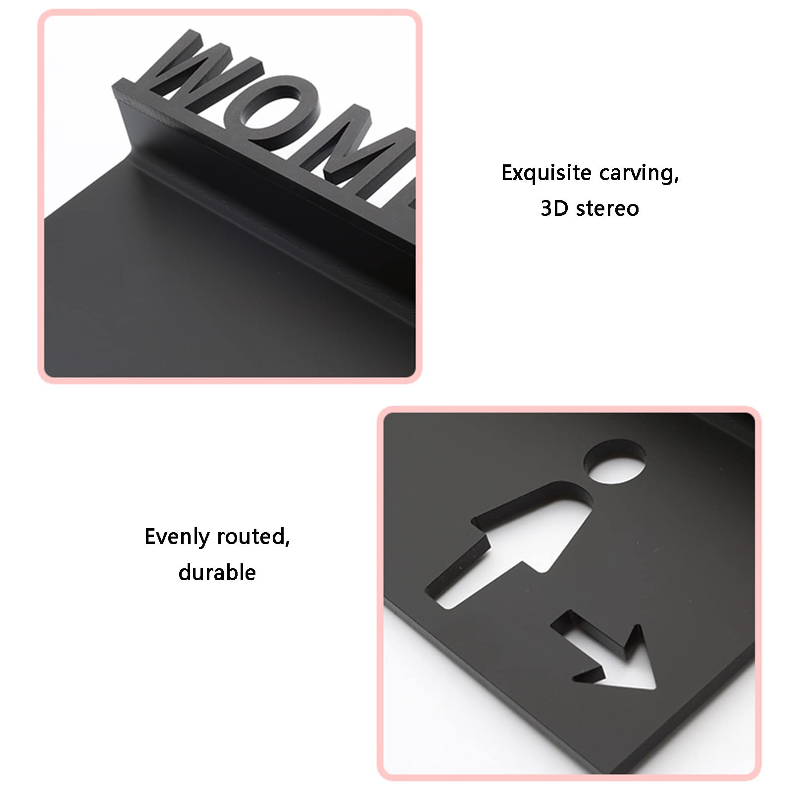 Targa for Porta del WC, Targa for Servizi Igienici, Segni di Identificazione Toilette for Uomini e Donne con Freccia, Icone in Rilievo 3D, Targhe for Porte del Bagno for Uffici, Aziende e Ristoranti (