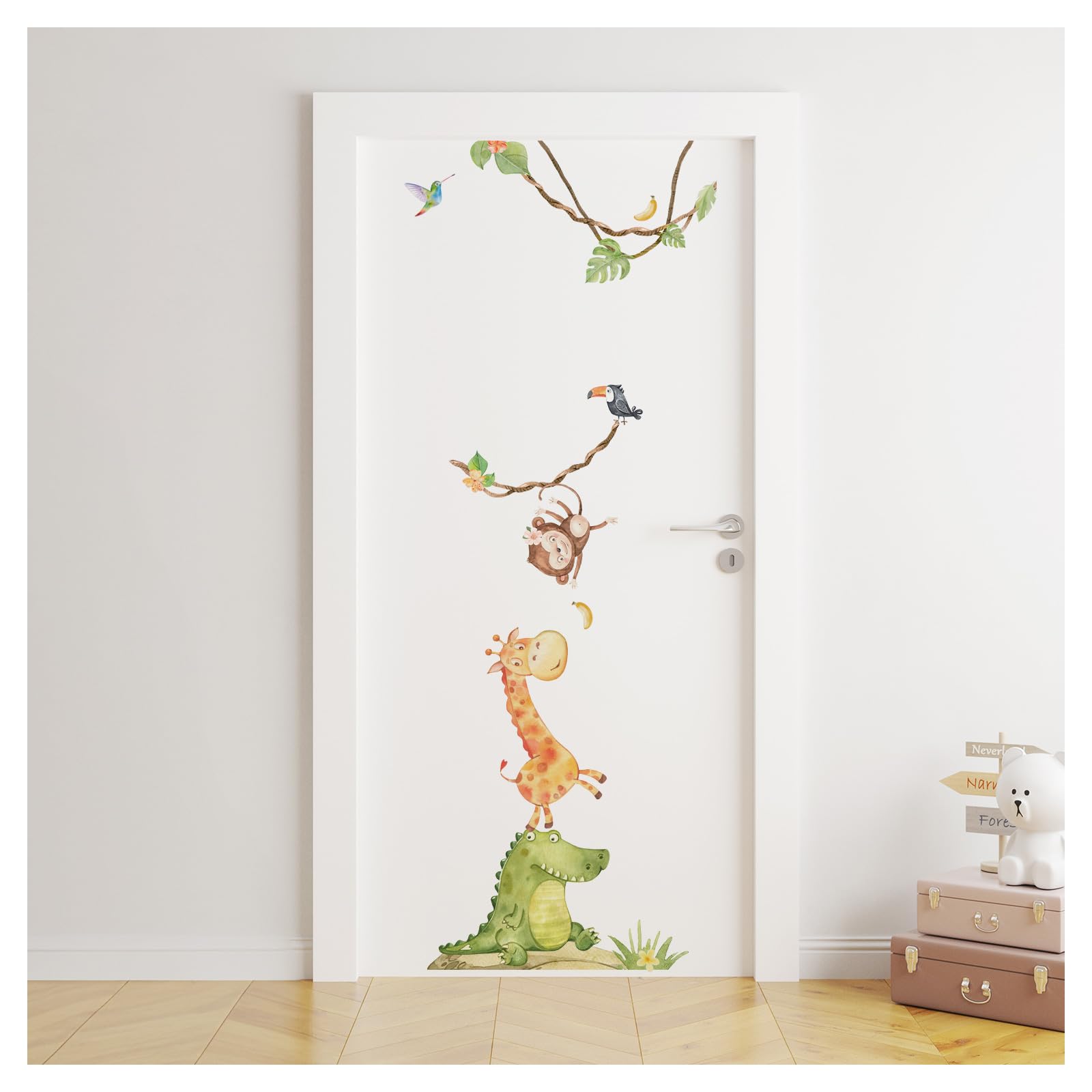 Little Deco XXL muursticker safari dieren set muursticker voor kinderkamer muursticker jungledieren boom babykamer muurschildering M - 76 x 39 cm (B x H) DL800