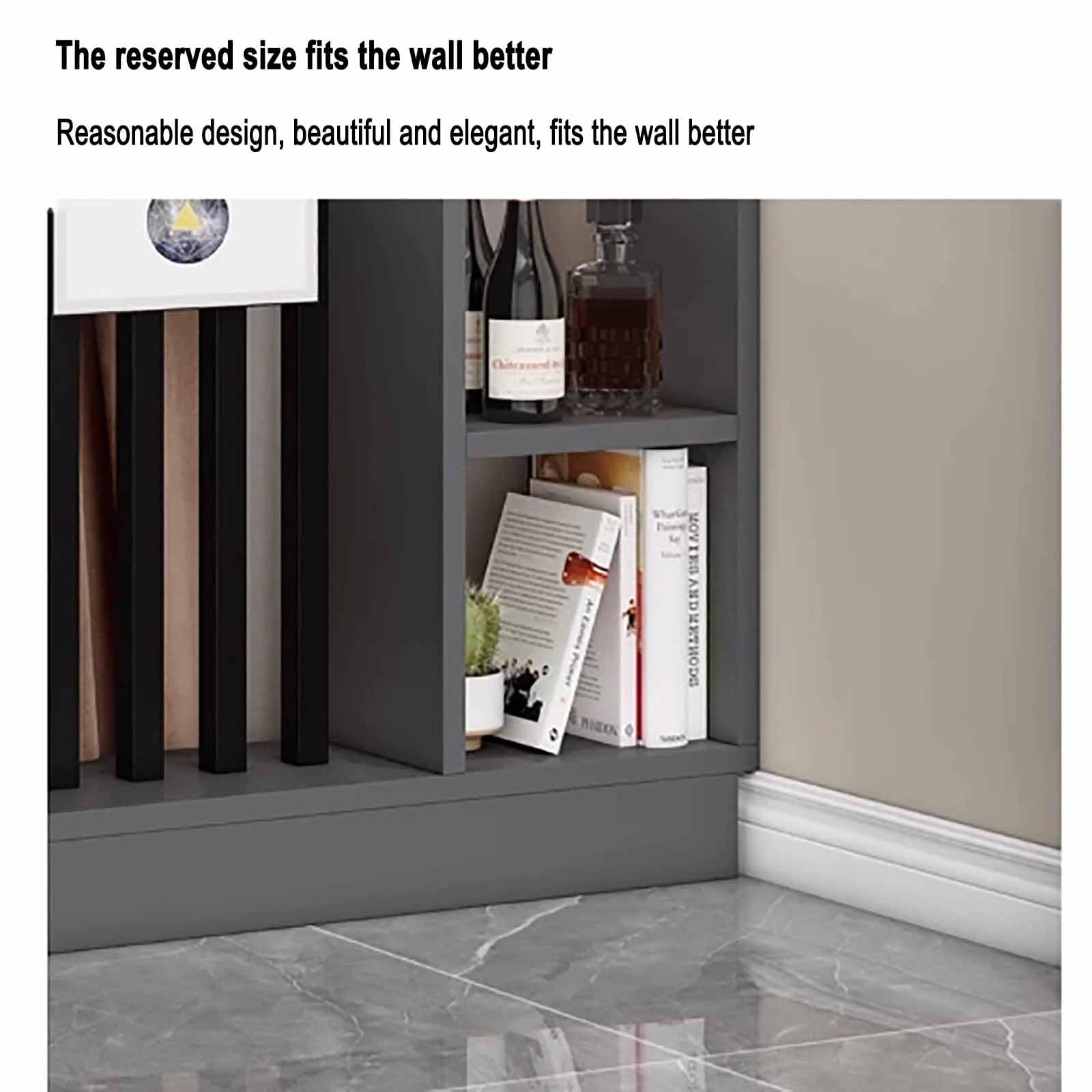 Colonna divisoria autoportante per ingresso, separatore di stanze indipendente con ripiani per il soggiorno, separatore di stanze in legno moderno autoportante, colonna divisoria per la privacy.(Gray+