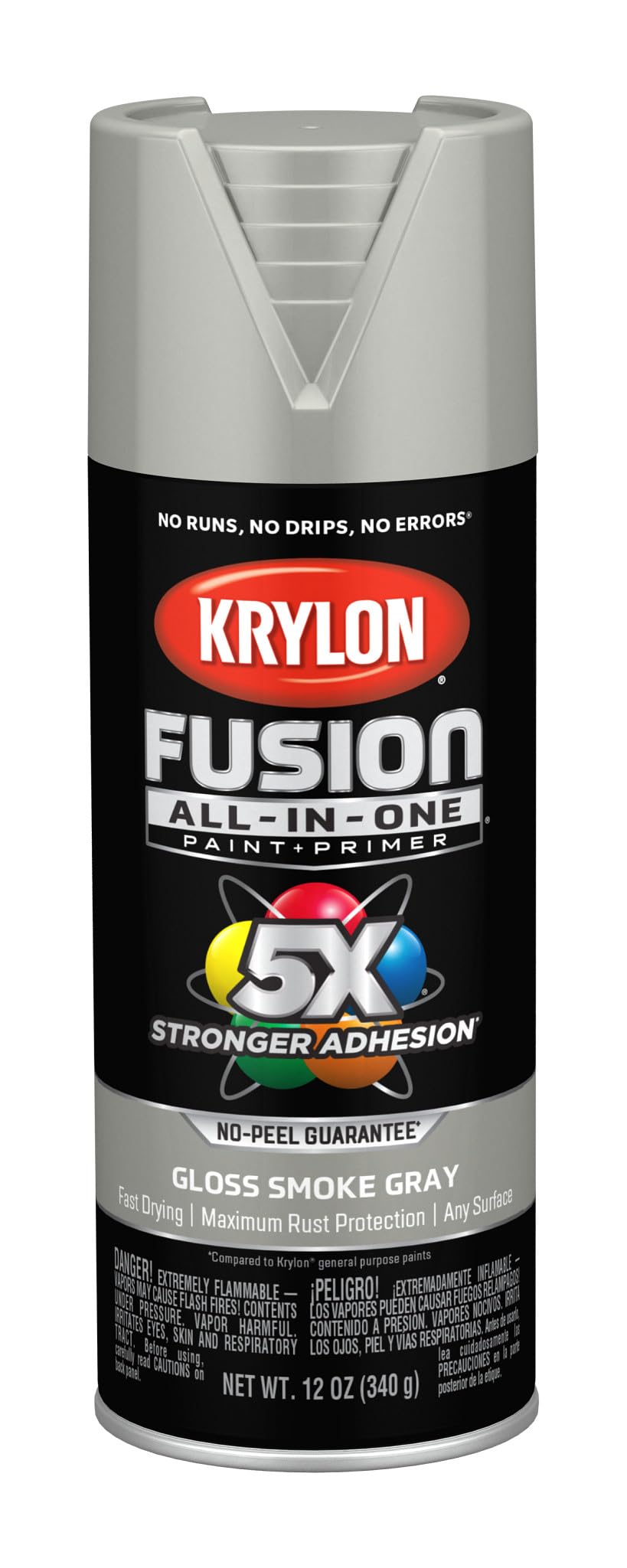 Krylon Fusion All-In-One Adhesive Spray Paint for Indoor/Outdoor Use, 12 oz, Smoke Gray