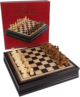 Kavi Inlaid Wood Chess Board Game with Weighted Wooden Pieces, Large 18 x 18 Inch Set