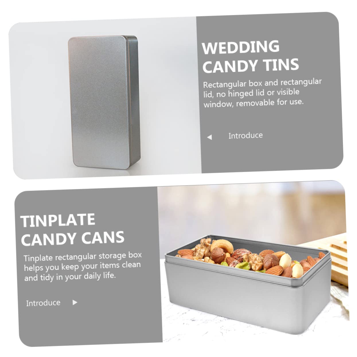 Scatole Metalliche Rettangolari Con Coperchio - Argento Per The, Caramelle E Oggetti, Idee Regalo - Foto 7
