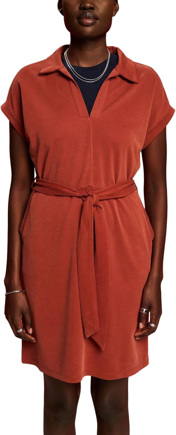 esprit kleid veloursleder optik