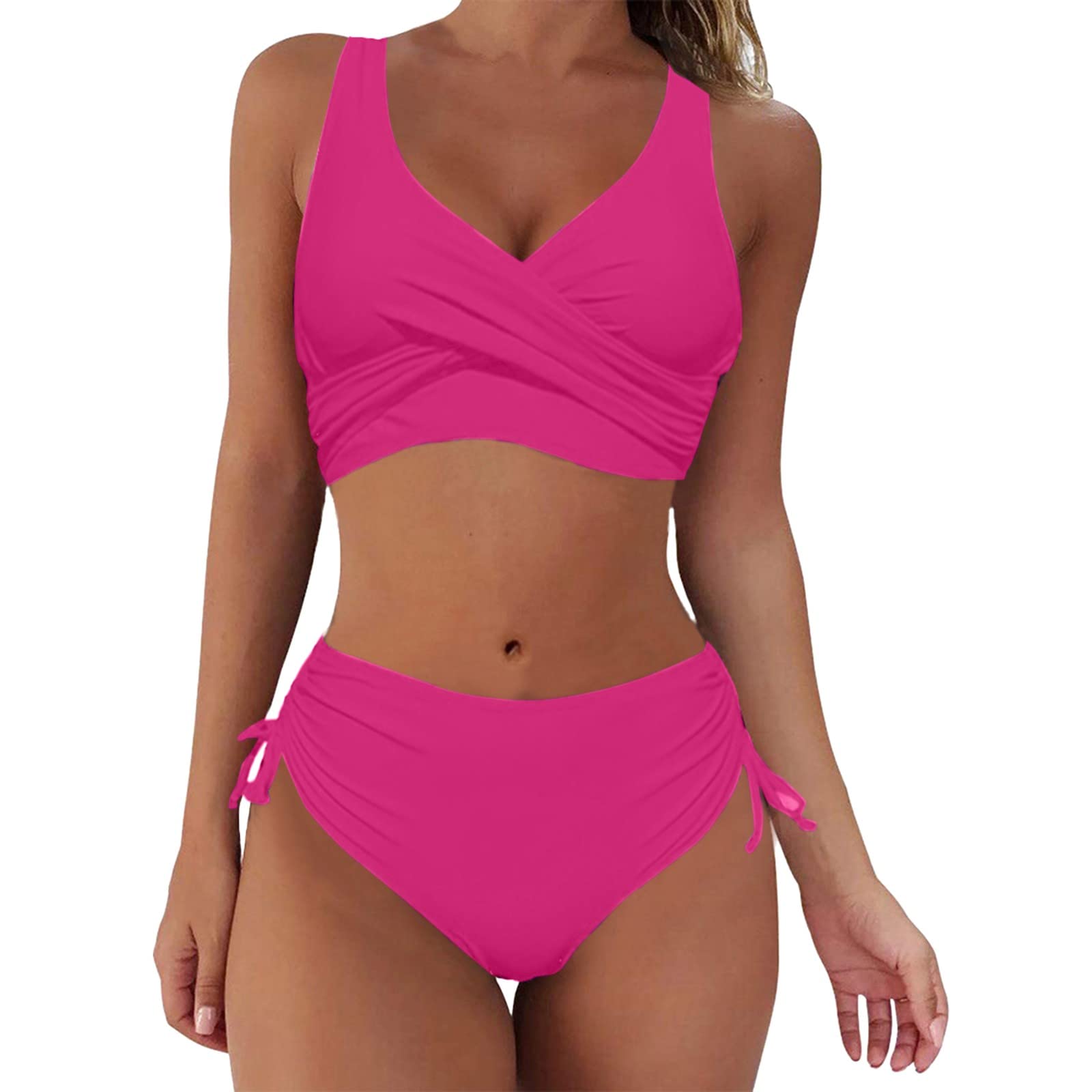 Genérico Traje de Baño de Dos Piezas Mujer Acolchada Clásico Ajustable Halter Bikini Top Bikini Tanga Brasileño Cintura Baja Bikini Bottom Bikini Bikini Menstrual Niña Bikini Natacion Mujer Deportivo