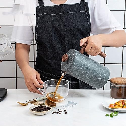 Miniatura 4 de Cafetera de prensa francesa de acero inoxidable, doble pared aislada, cafetera y tetera, mantiene el café o té preparado caliente, 33.8 fl oz, gris