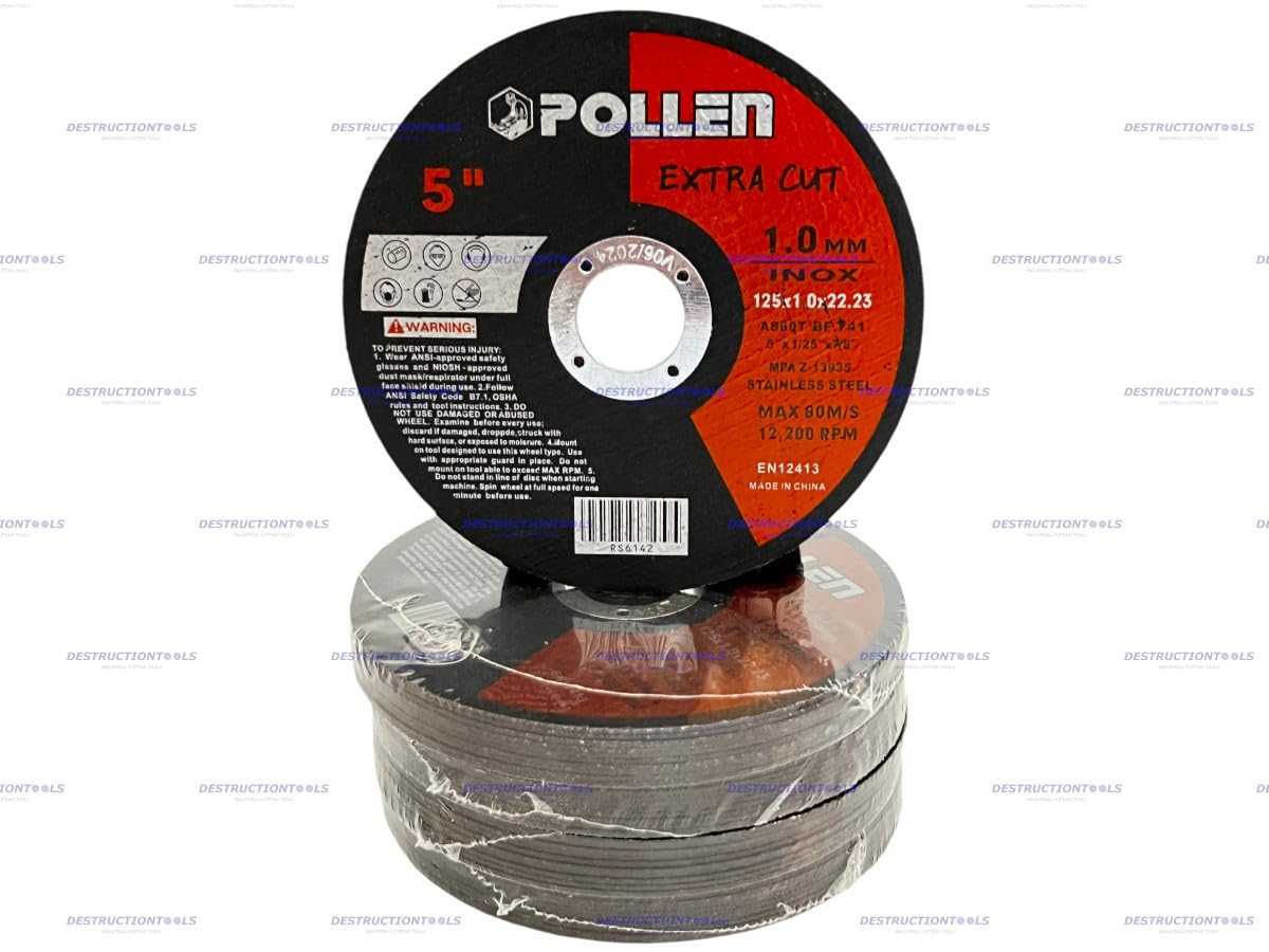 50pz Pollen disco da taglio 125mm spessore 1,0mm - extra cut - disco da taglio per inox/metallo