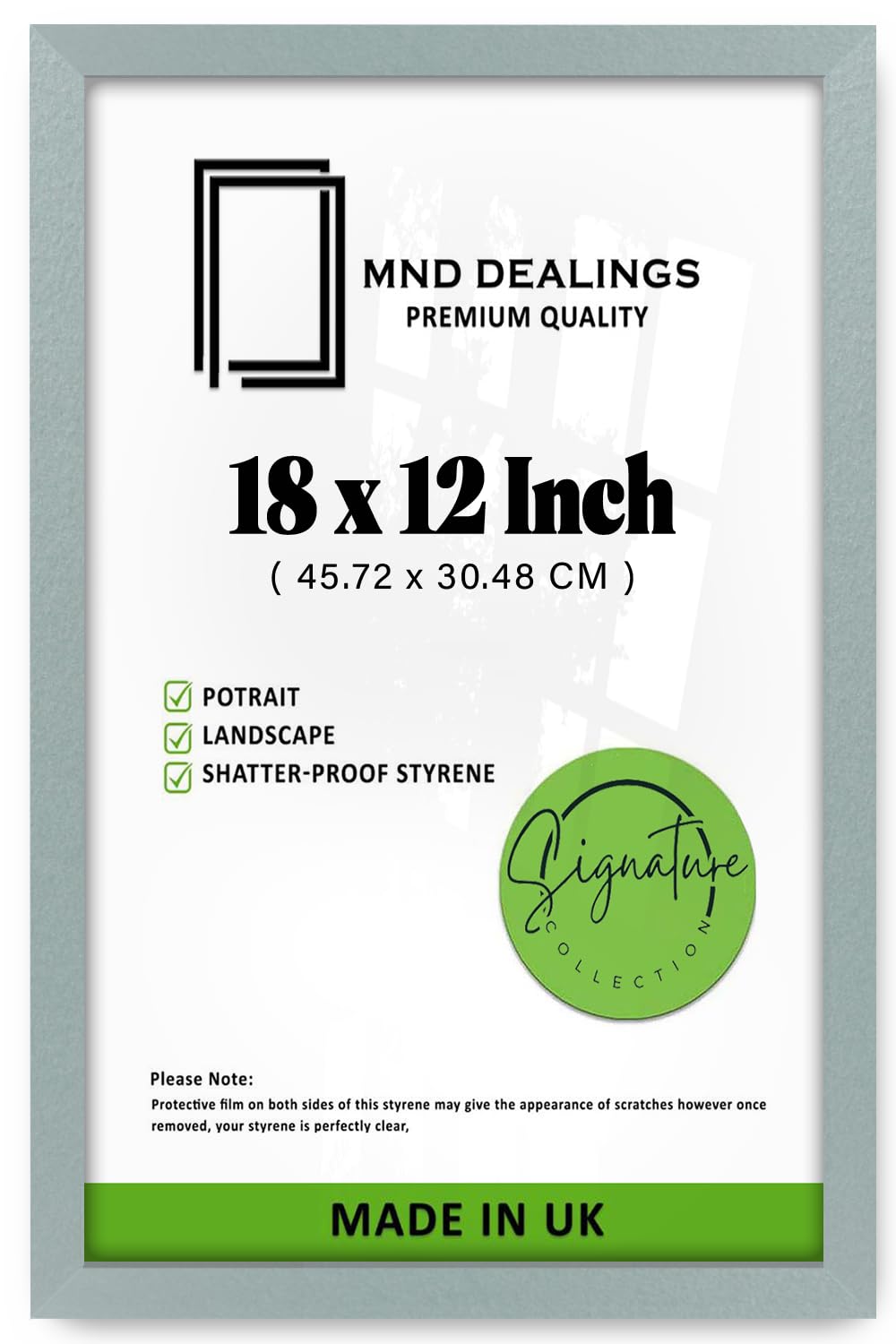 MND Dealings | Durable (45.72 x 30.48 CM) Silver Poster Frame | Polished Styrene 12 Inch x 18 Inch Handcrafted Frame for Anniversary/Birthday/Wedding/Gifting- [ Silver ]