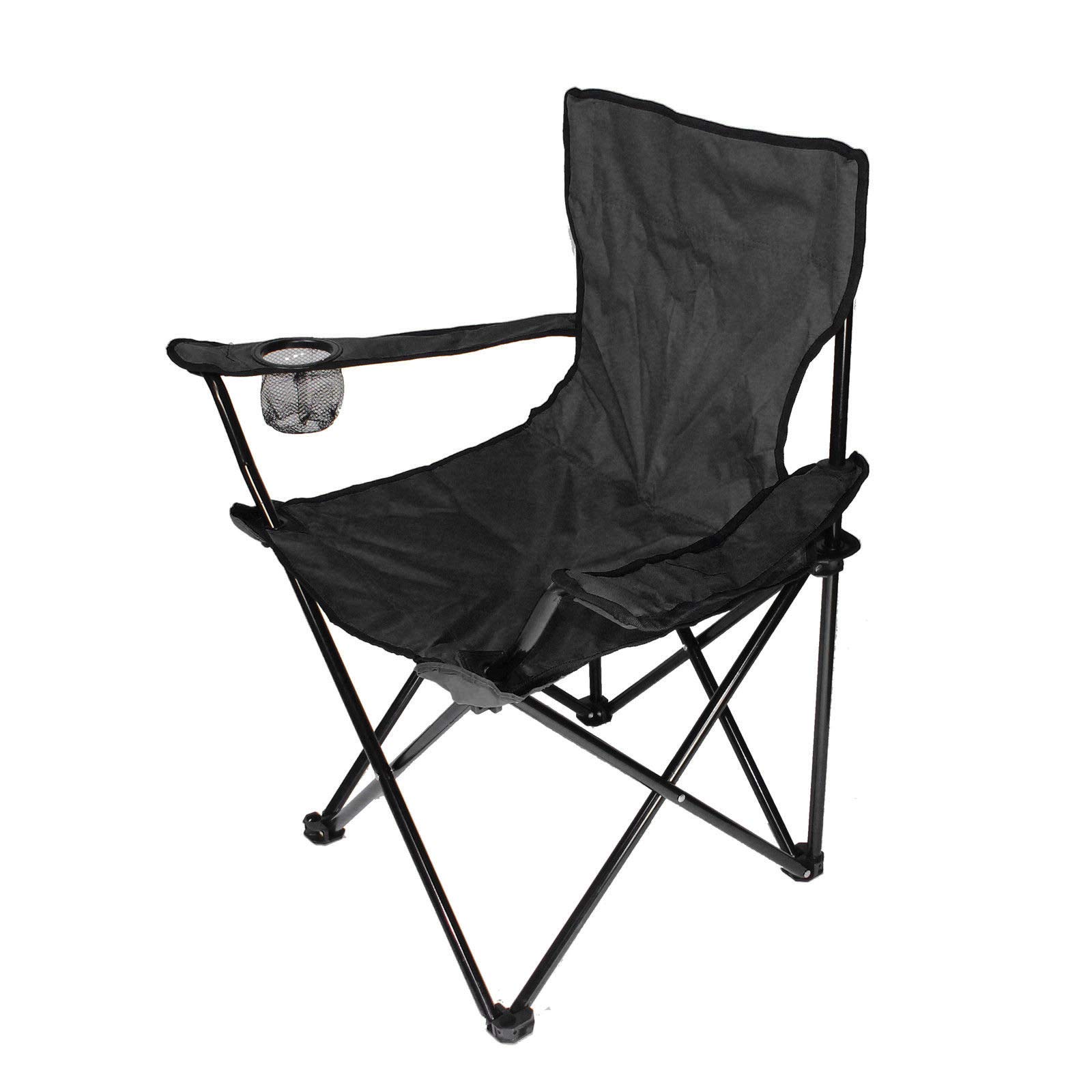 Chaise de Camping Pliante en Plein Air LANTUS, Noir, Style Côtière, Tissu Oxford, Acier Allié, Pliable, Porte-Gobelet Intégré