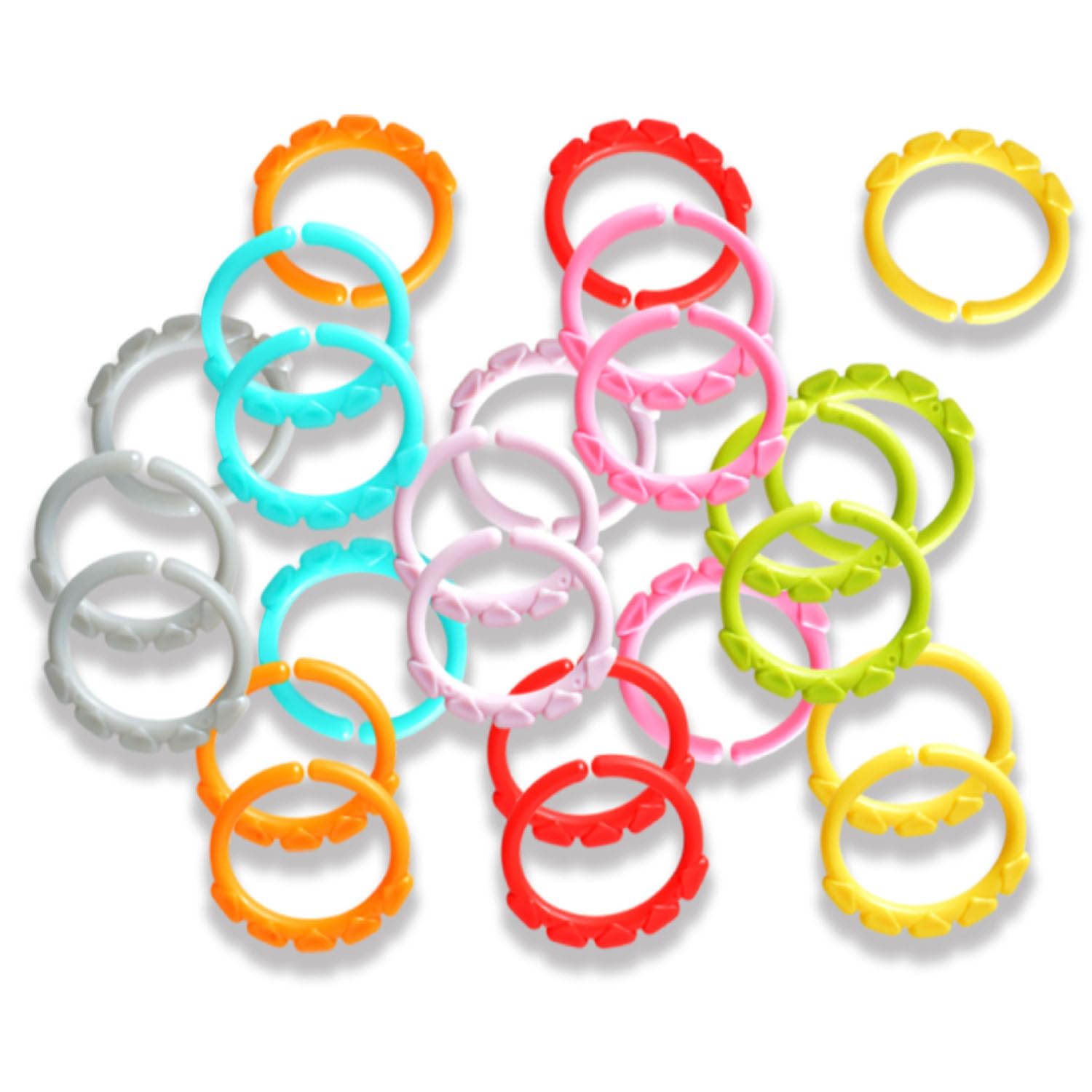 Lot de 24 anneaux de dentition pour bébé, crochets pour poussette et hochets éducatifs, jouets d'entraînement durables pour tout-petits, couleurs