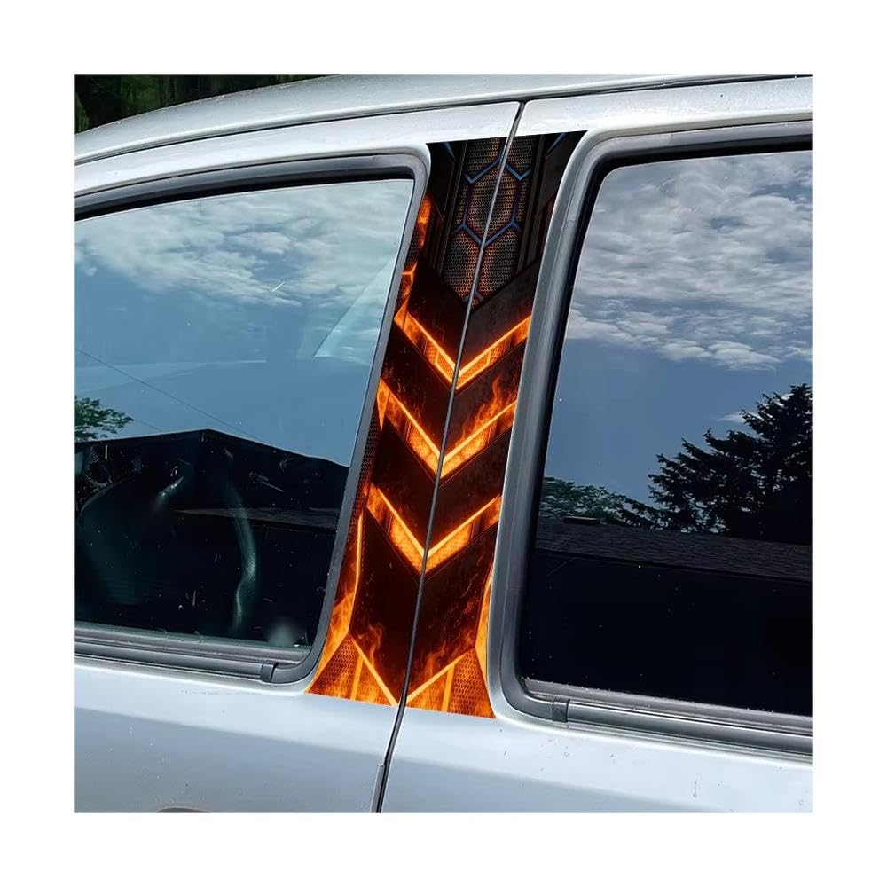 Bertdcx One Color Car Center Pillar Window Film Flame-Patterned Mecha Glossy Protective Polyethylene Auto Parts