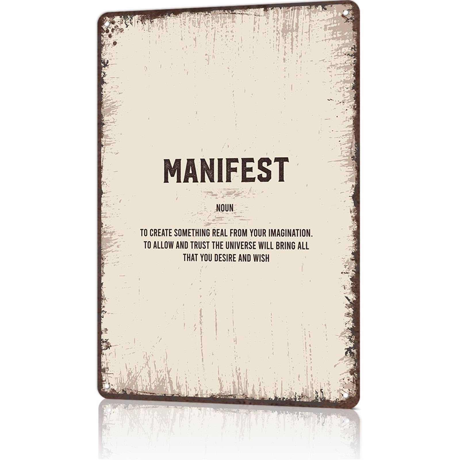 KWQDOZF Inspirational Quotes Signs Poster 8x12inch Aluminum metal Tin Sign manifest Wall Art Decoration Painting For Home Room Office Decor
